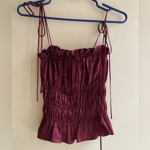 Reformation Small Red Satin Top